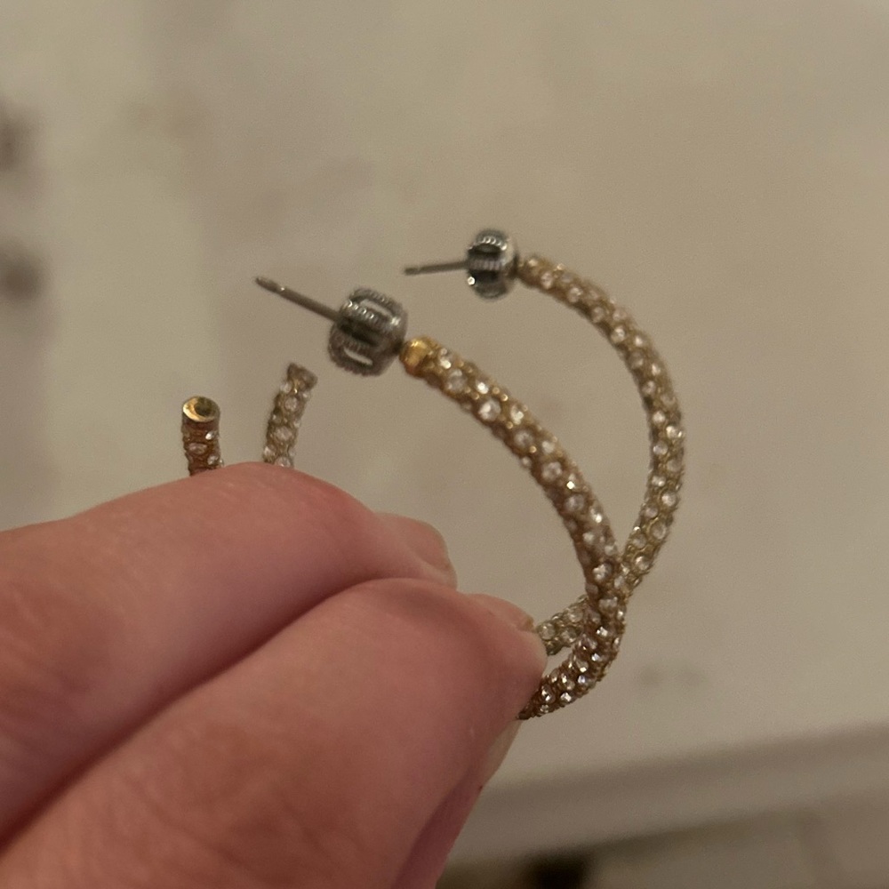 Juicy Couture Gold and Silver Crystal Hoop Earrings